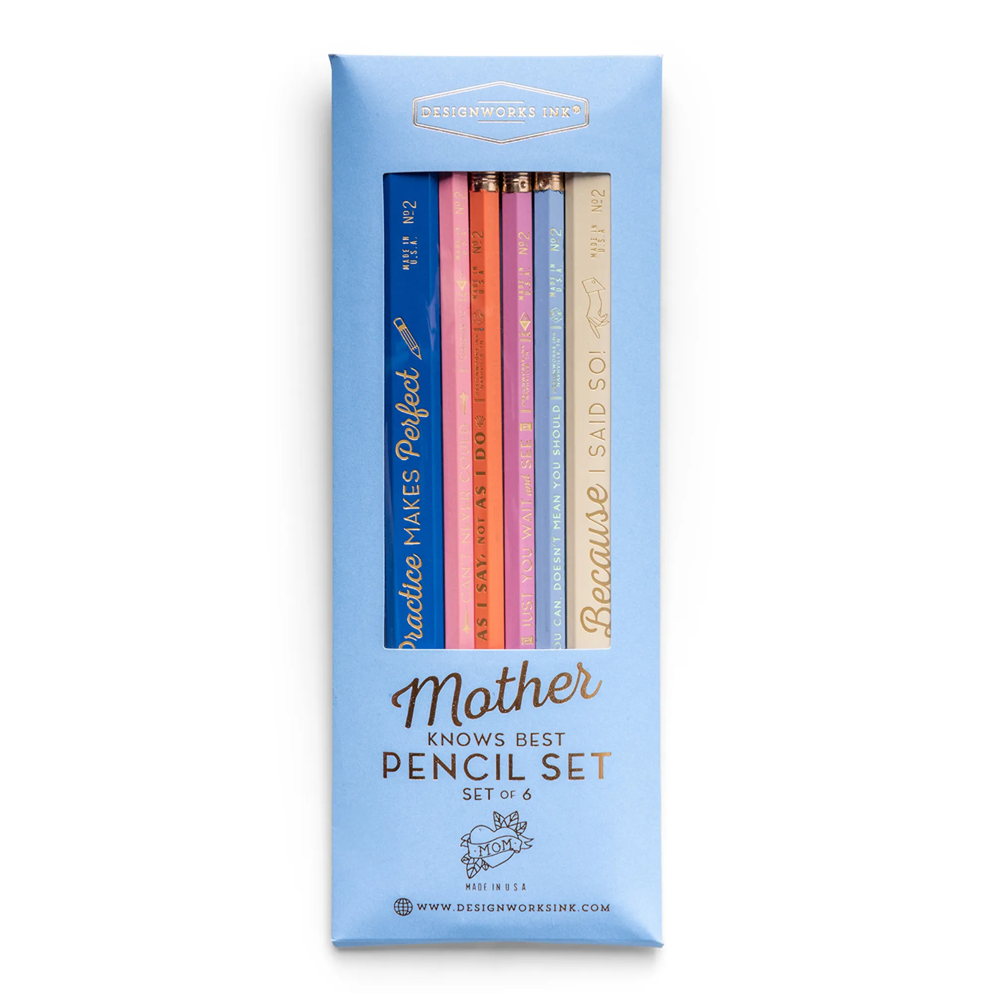 Designworks Ink Mother Knows Best Pencils, Set of 6