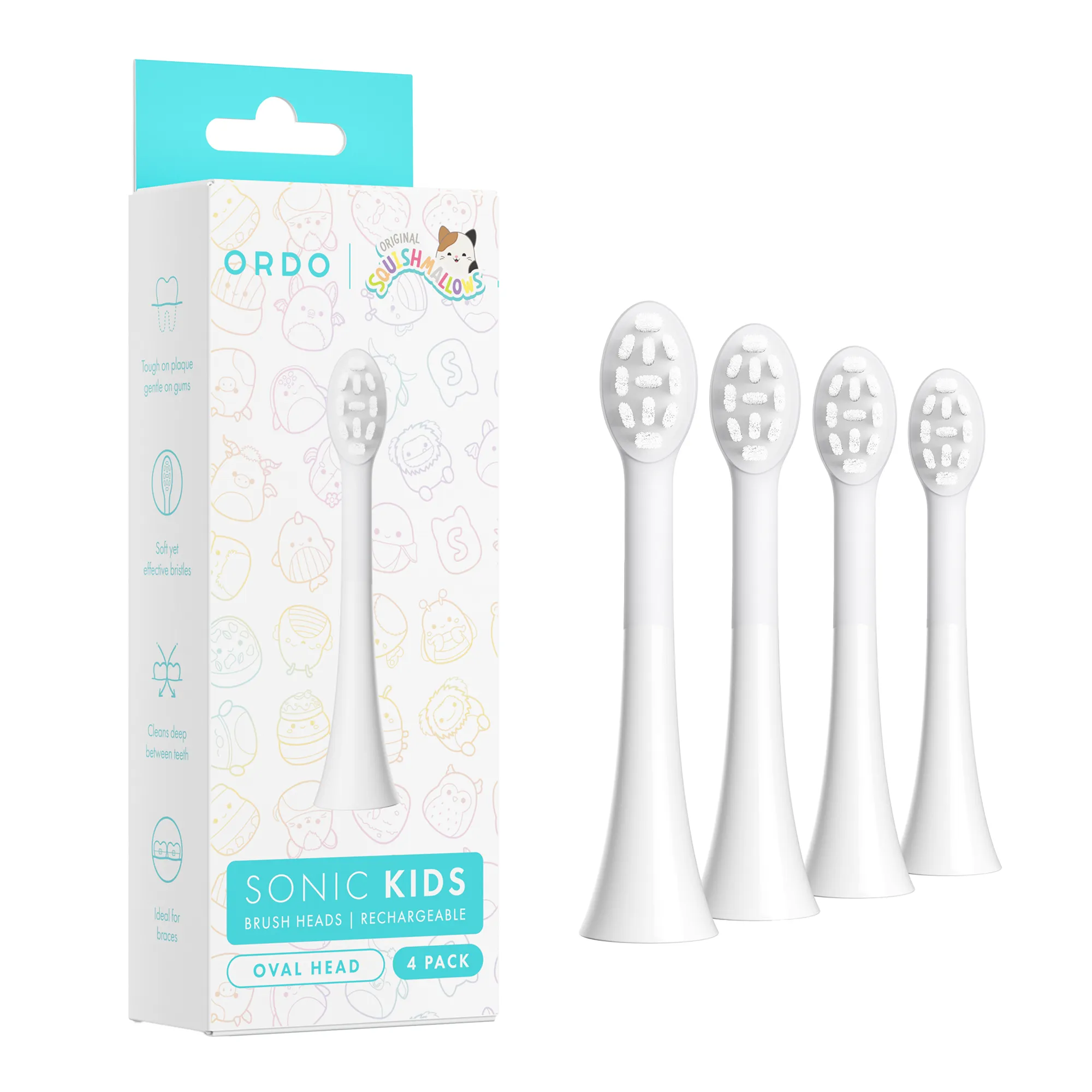 Ordo Sonic Kids Brush Heads for Rechargeable Toothbrush, Pack of 4