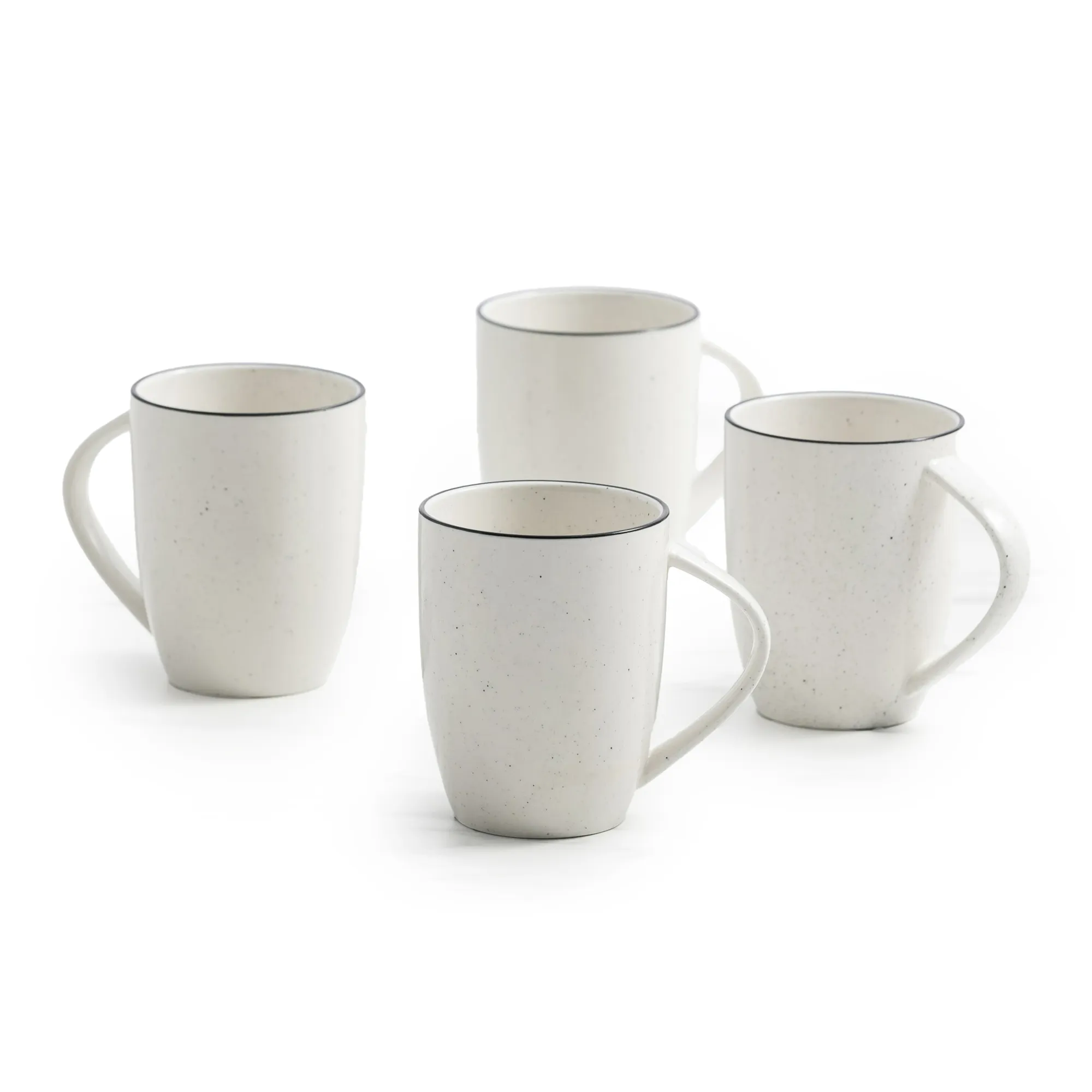 Salisbury & Co White with Black Speckle Mona Mugs, Set of 4