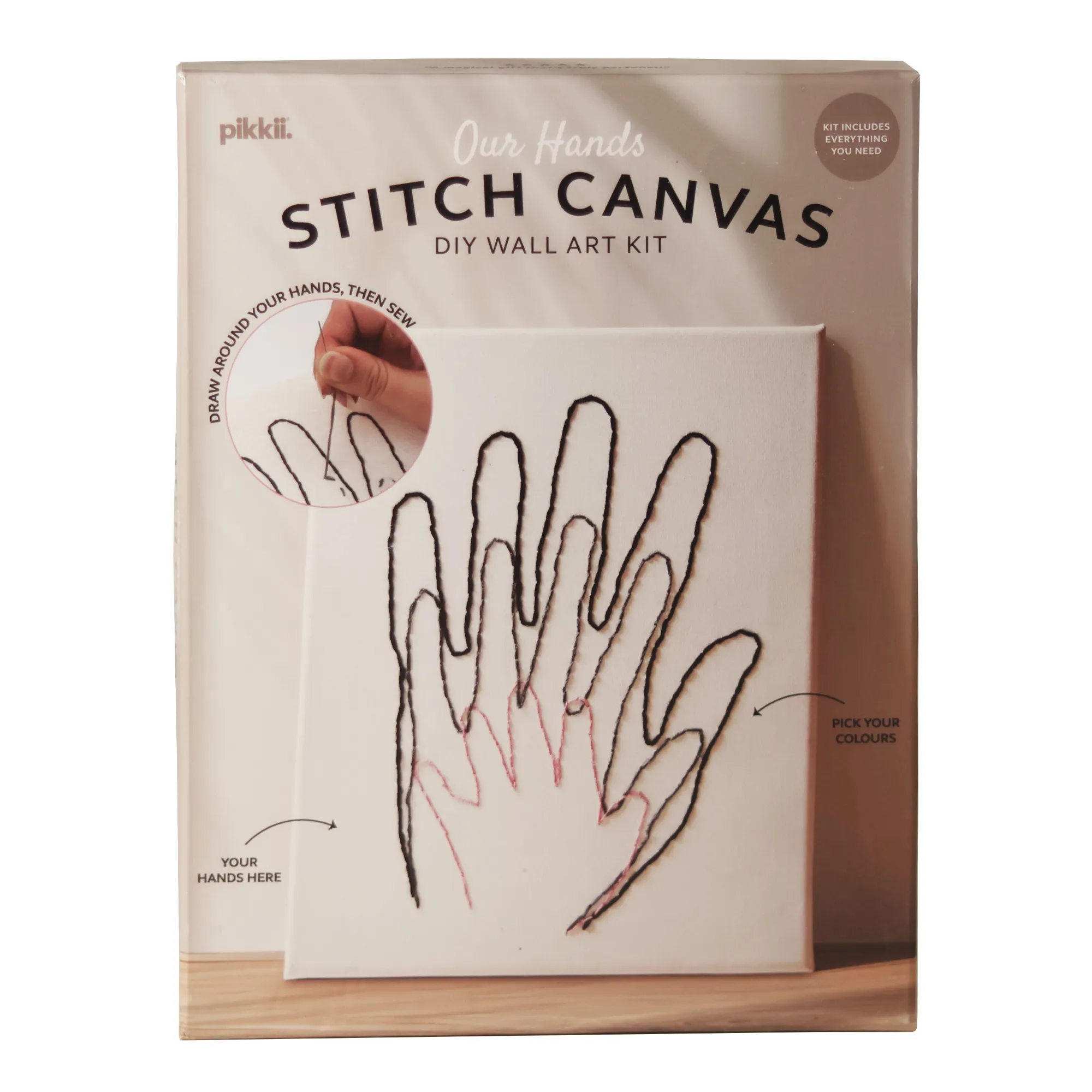 Pikkii Our Hands Stitch Canvas DIY Wall Art Kit