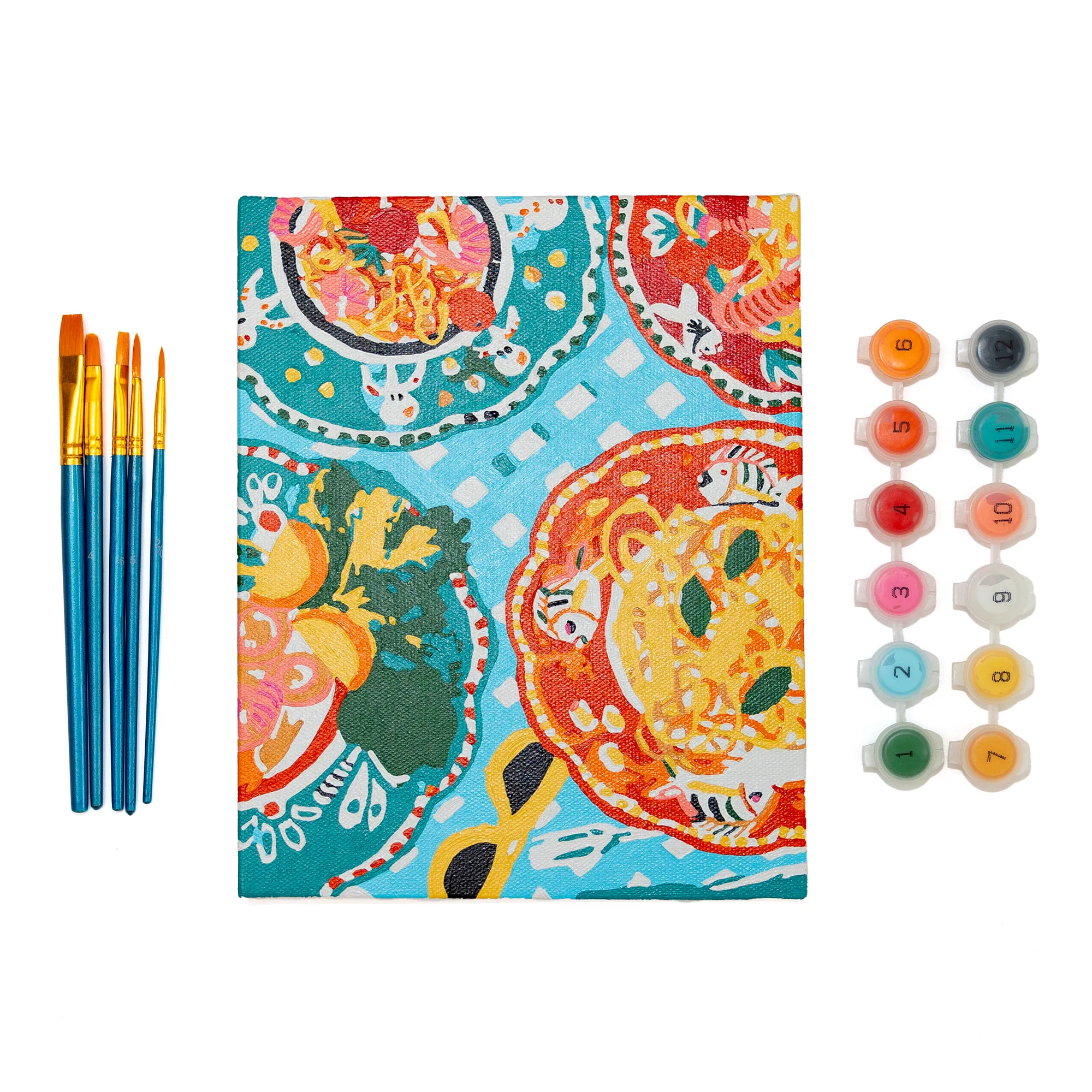 Lets Paint Paint Anywhere Spaghetti Party Paint by Numbers on Stretched Canvas