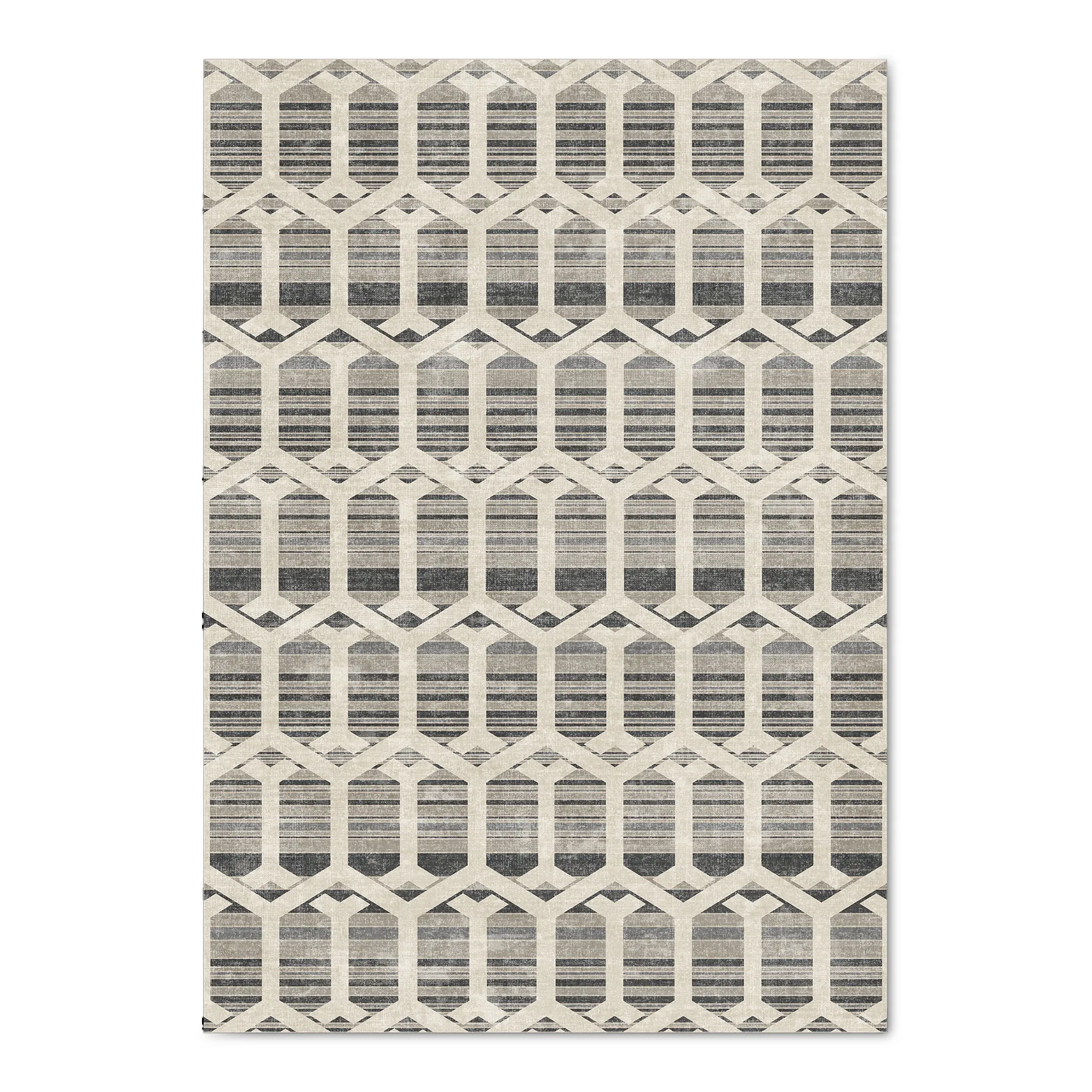 Fotakis Rugs & Floors Modas Charcoal & Cream Geometric Vinyl Area Rug