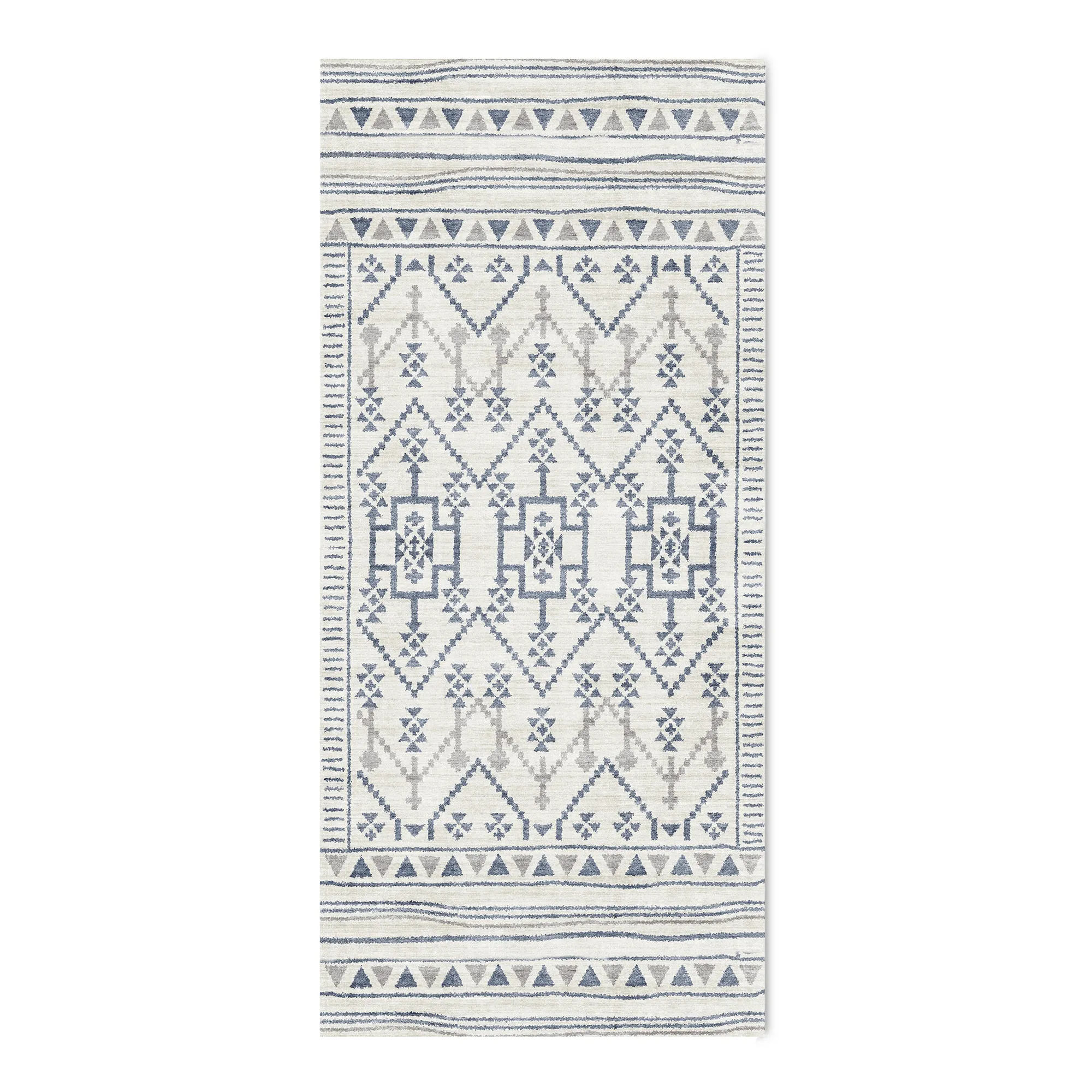 Fotakis Rugs & Floors Modas Blue & Cream Tribal Vinyl Runner, 67cm x 150cm