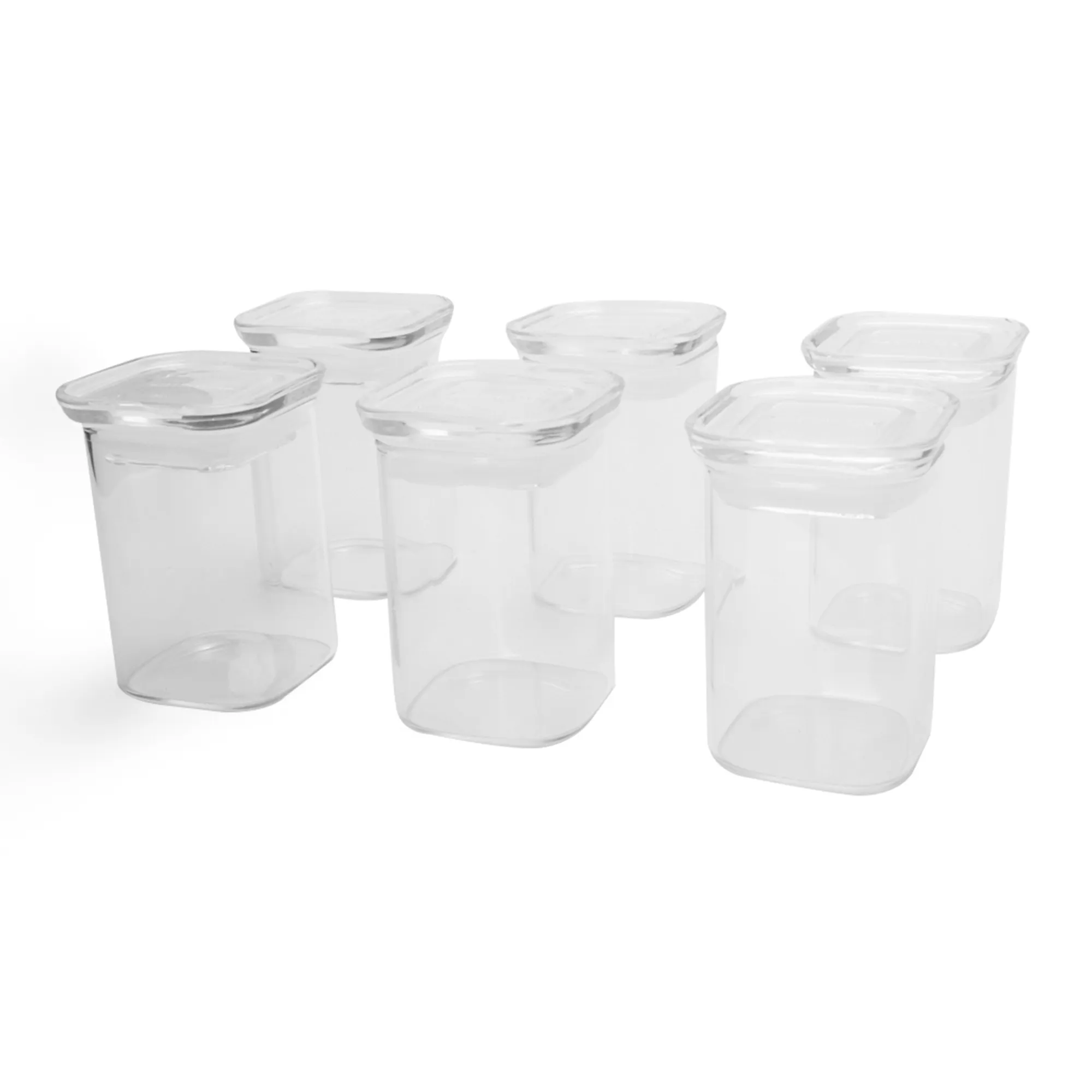 Kitchen Pro Eco Square Glass Spice Canisters, Set of 6