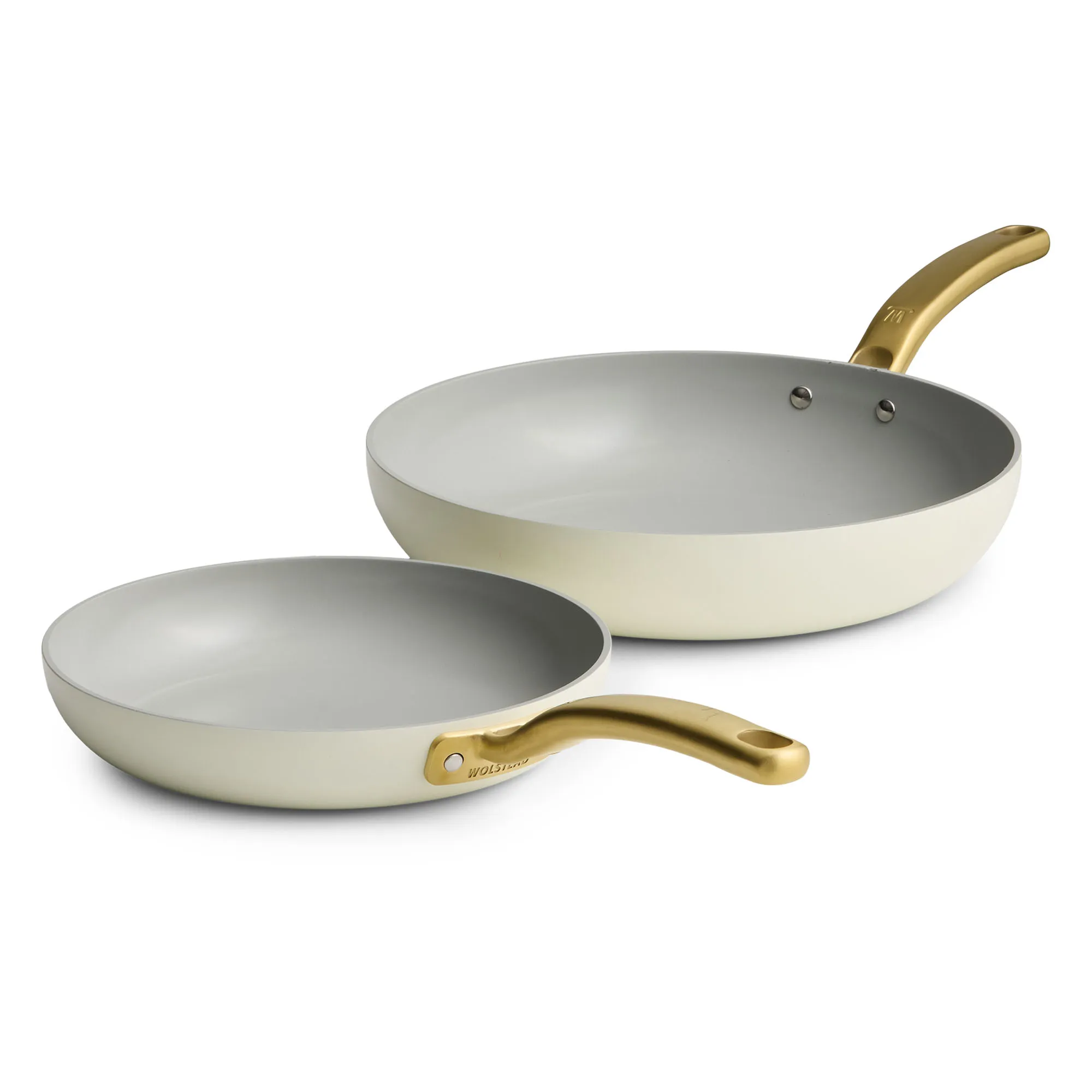 Wolstead Mineral Ceramic Non-Stick Frying Pans with Rounded Sides, Set of 2