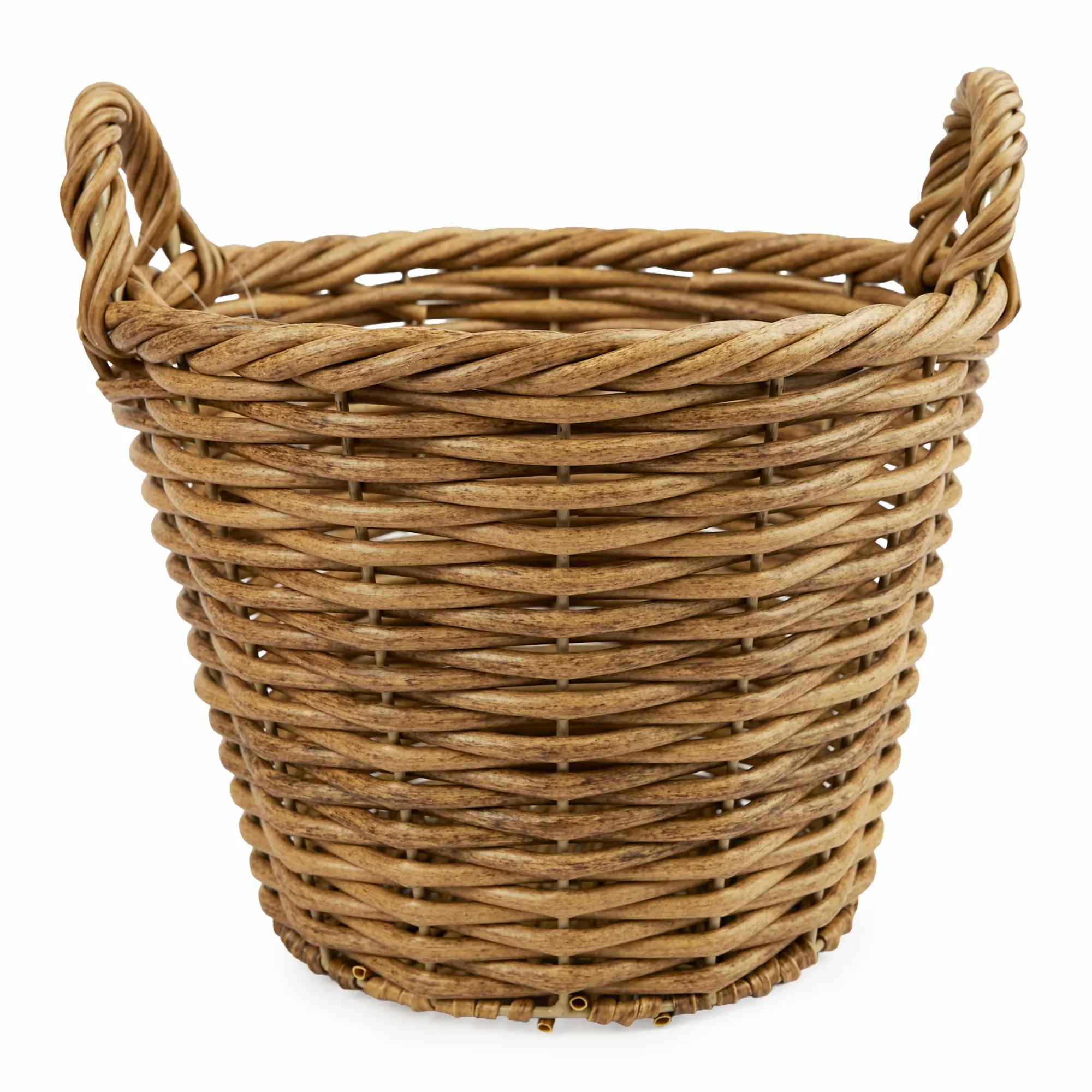 Thread Office Rattan Woven Round Basket with Handles