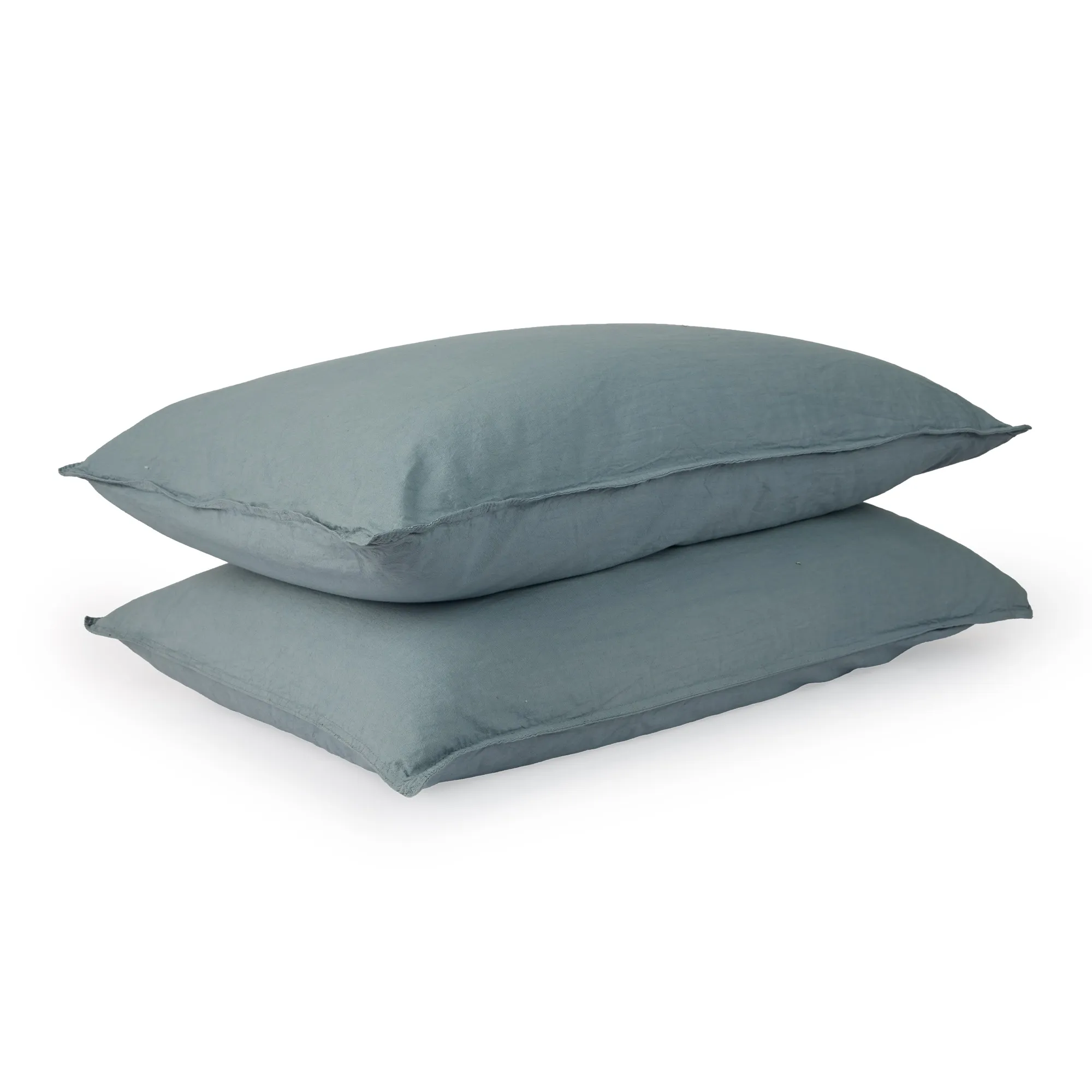 Thread Office Smoke Blue Washed Cotton Pillowcases, Set of 2