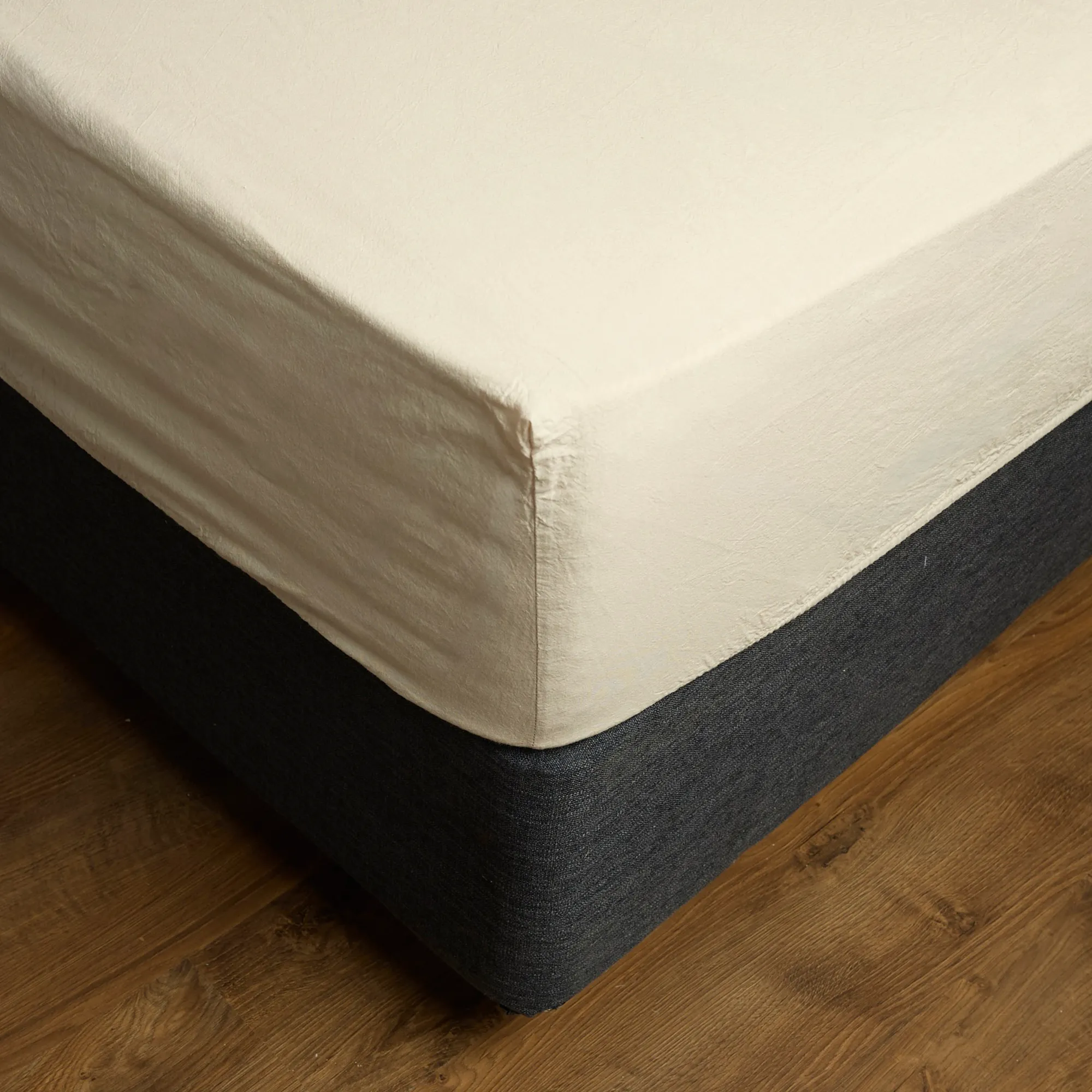 Thread Office Sand Beige Washed Cotton Fitted Sheet