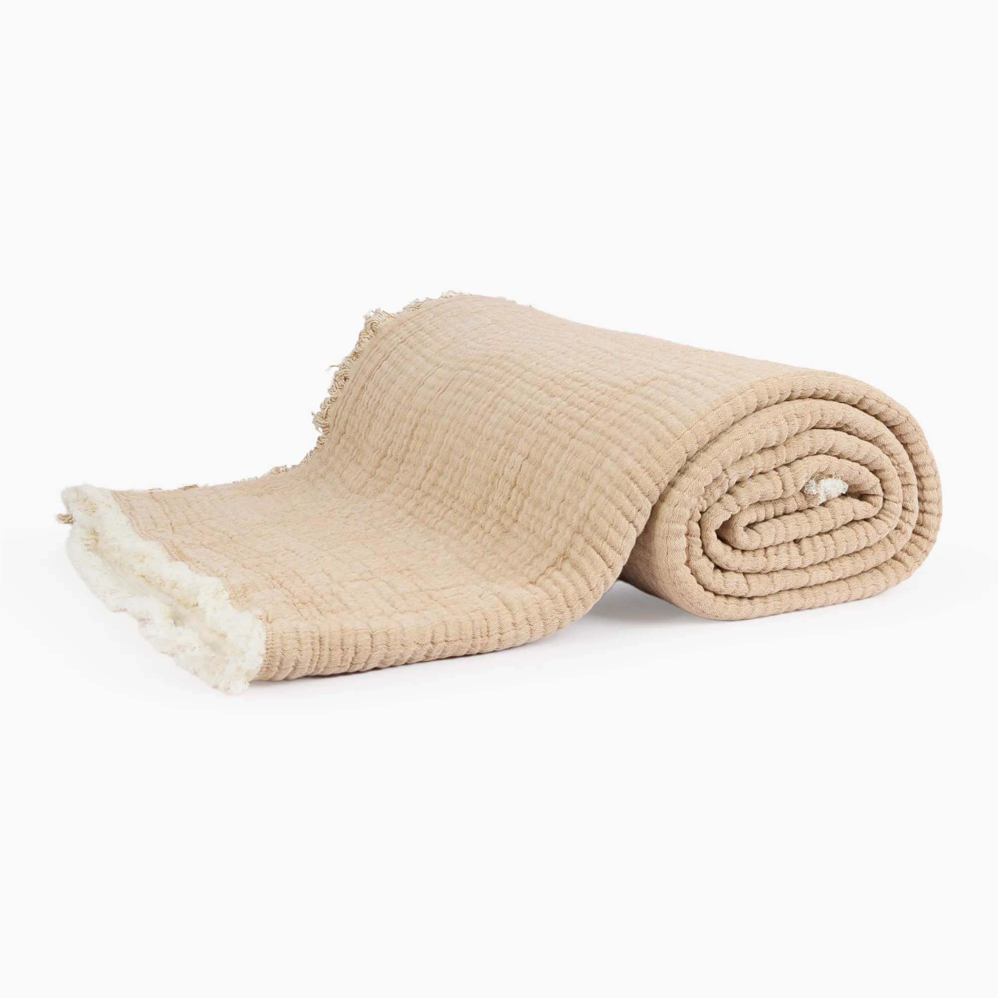 Thread Office Cappuccino Reversible Woven Fringe Throw, 180cm x 200cm