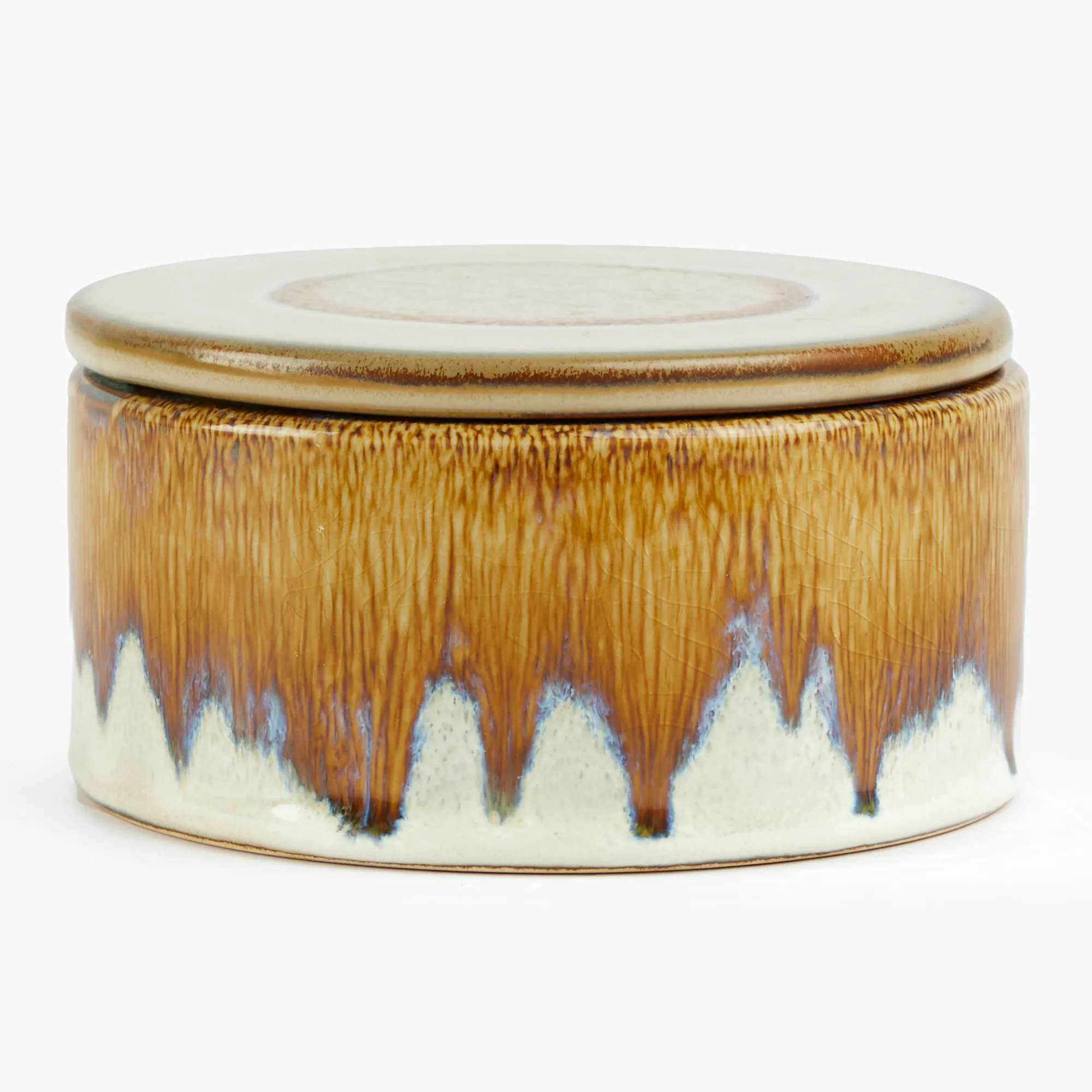 Thread Office Brown Reactive Glaze Ceramic Filled Candle with Lid