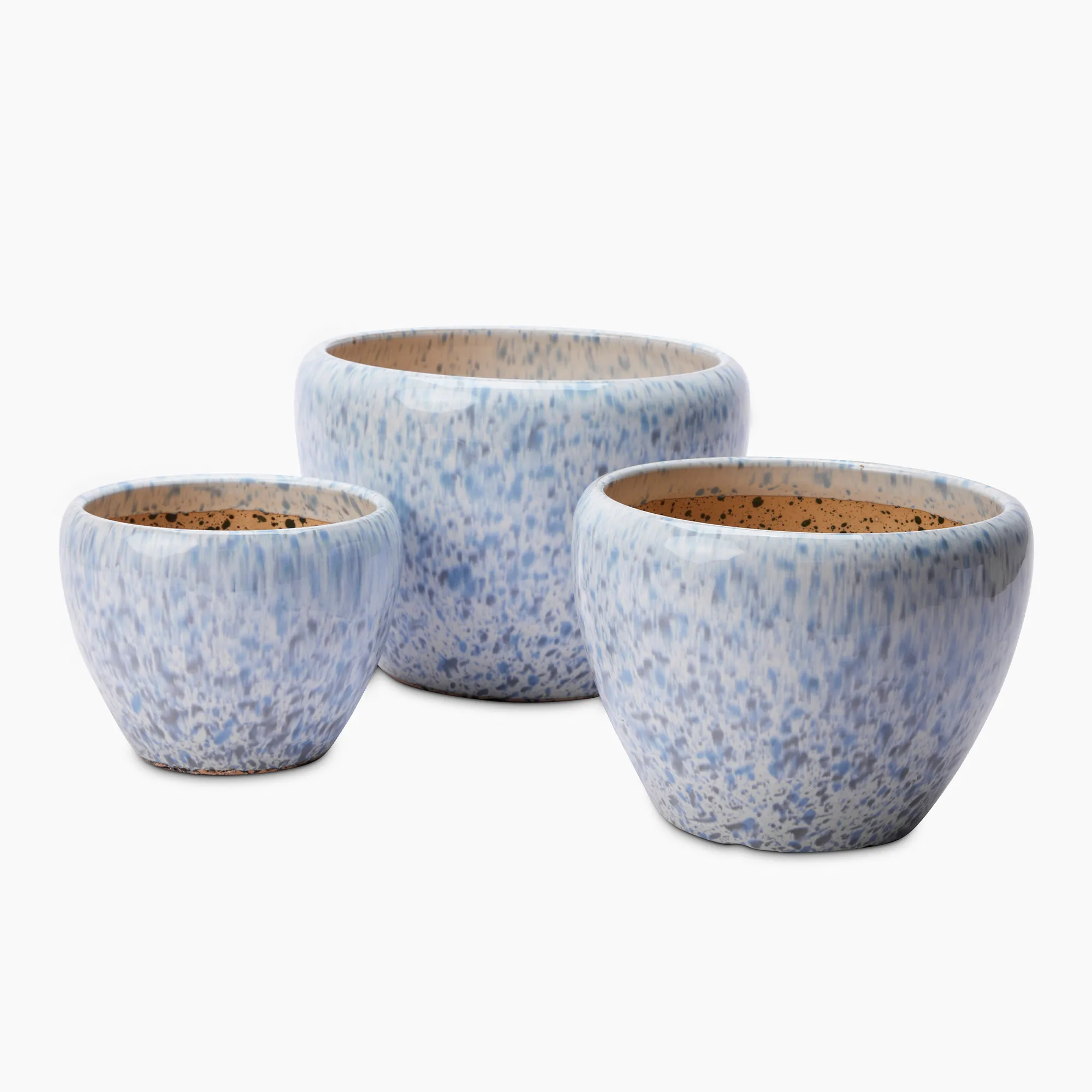 Thread Office Stormy Sea Reactive Glaze Belly Planters, Set of 3
