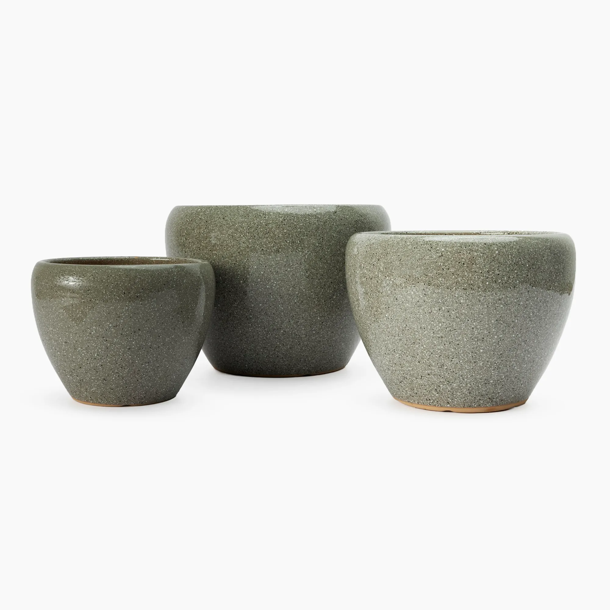 Thread Office Sand Reactive Glaze Belly Planters, Set of 3