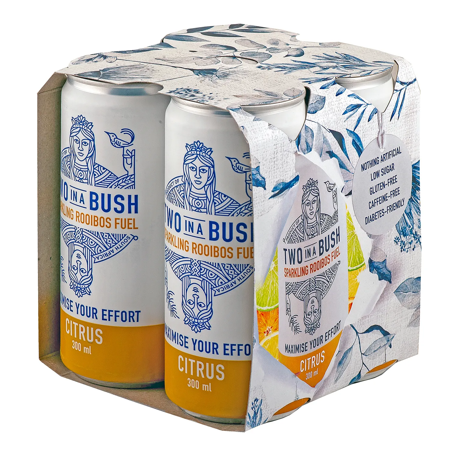 Two in a Bush Rooibos Citrus Sparkling Fuel, Pack of 4