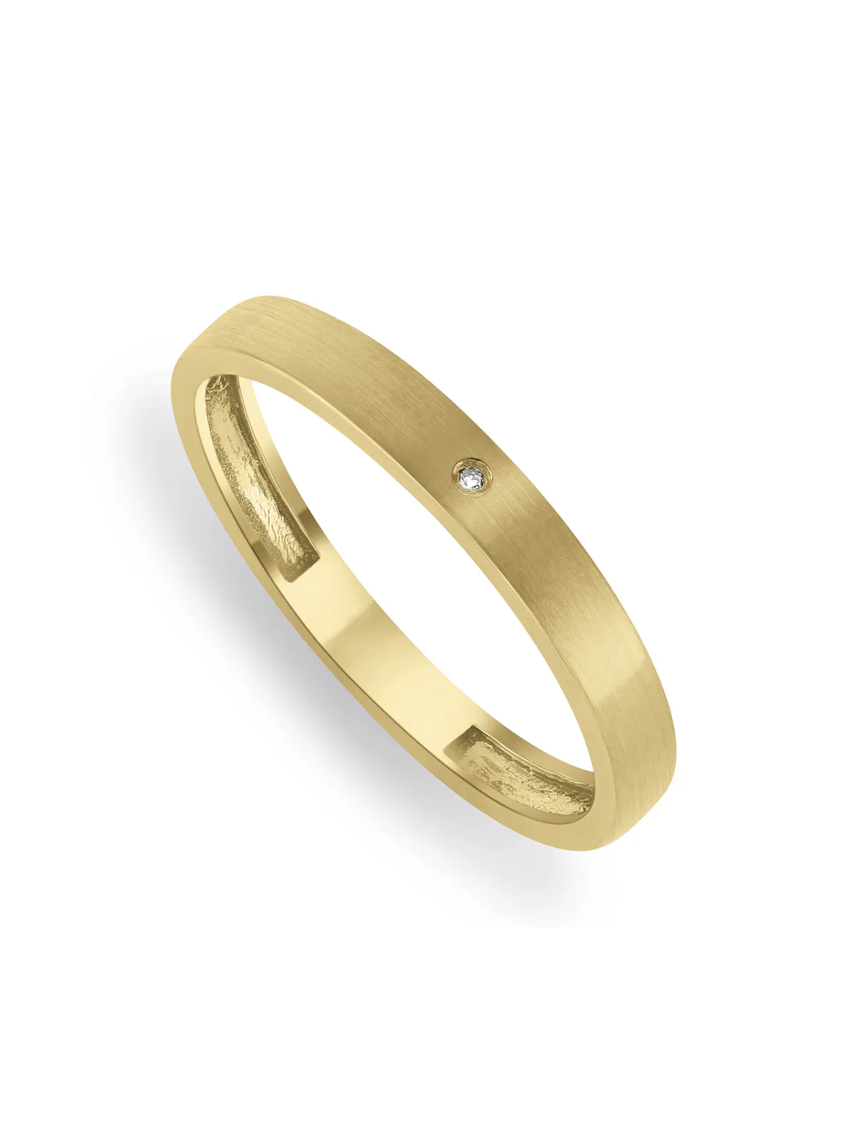 5ct Yellow Gold & Diamond Men's Matt Skinny Wedding Band