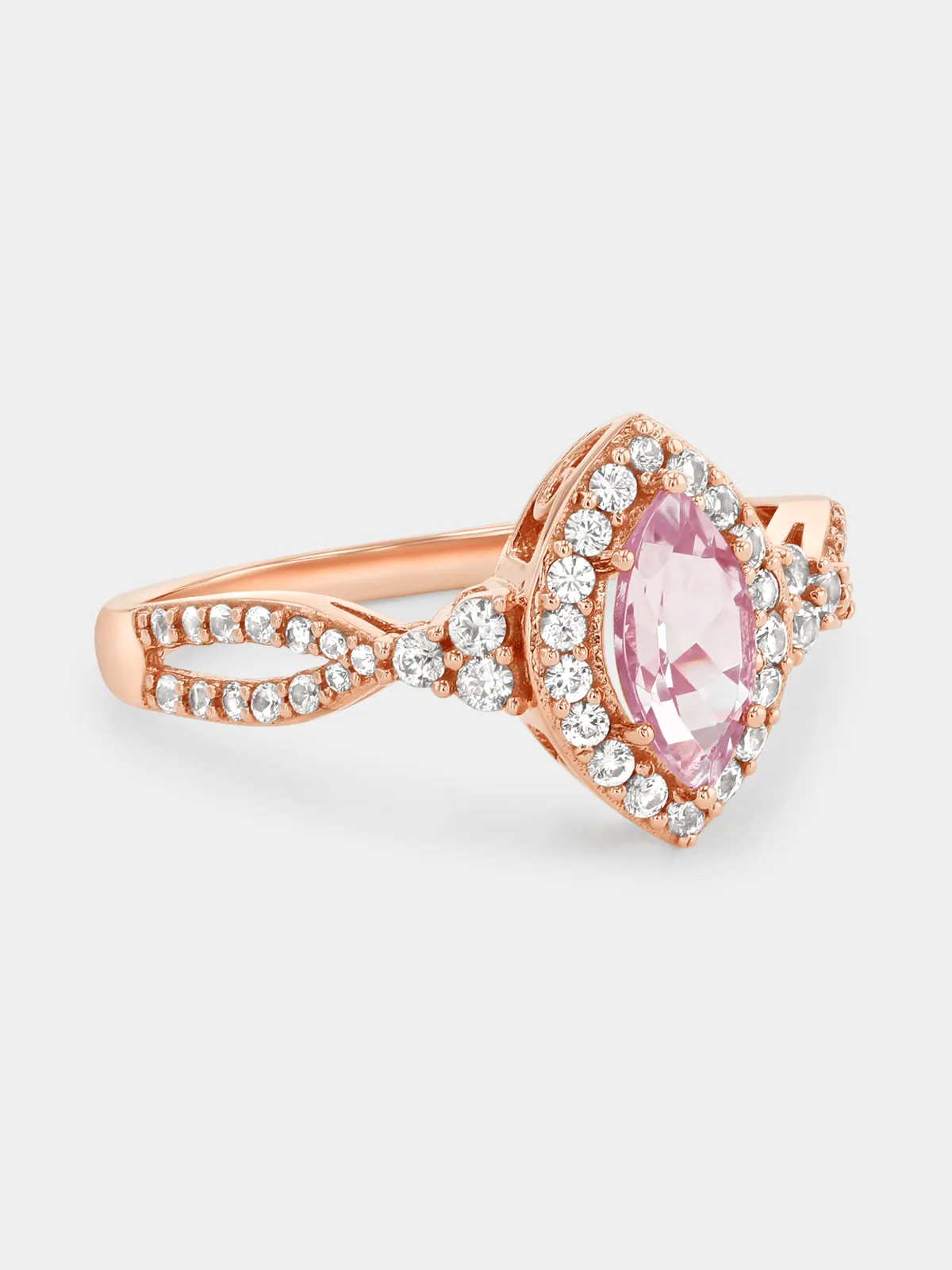 Rose Gold Diamond & Morganite Marquise Halo Ring