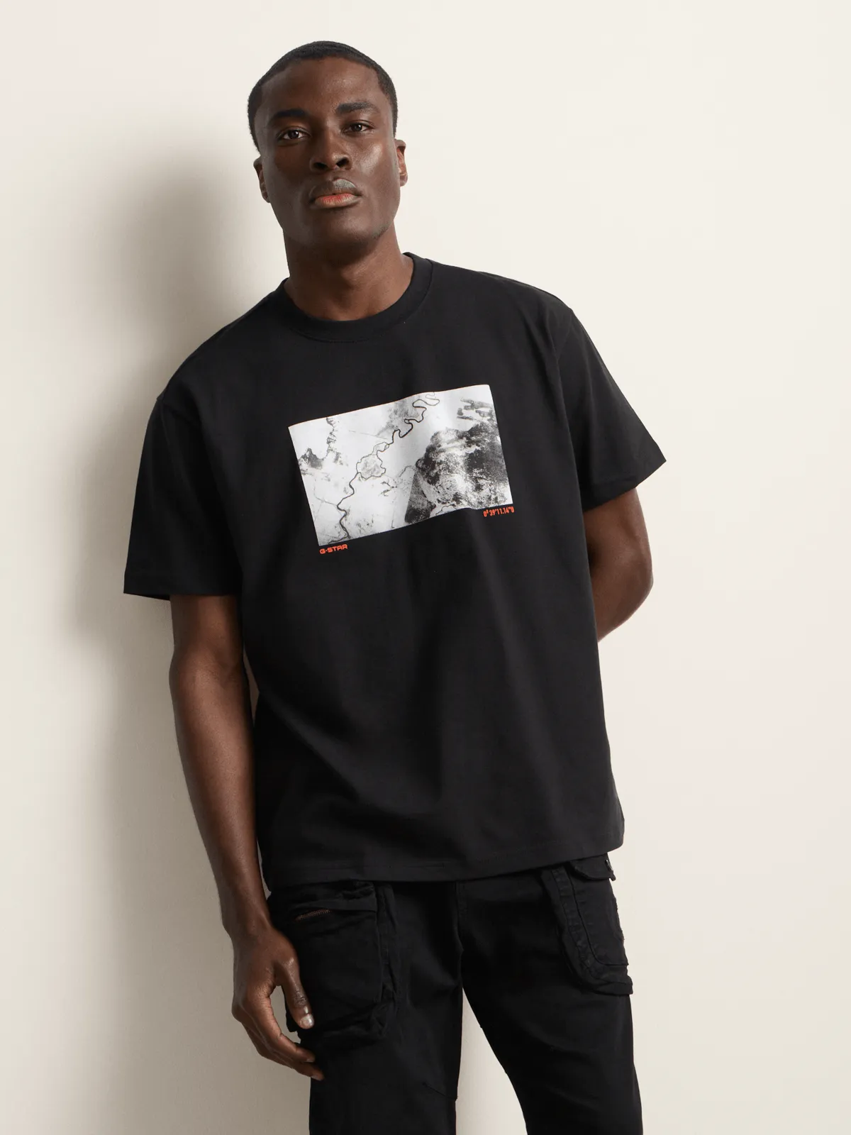 G-Star Men's Topo Print Relaxed Black T-Shirt