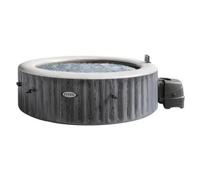 Intex PureSpa 4 Person Deluxe Inflatable Hot Tub Greywood