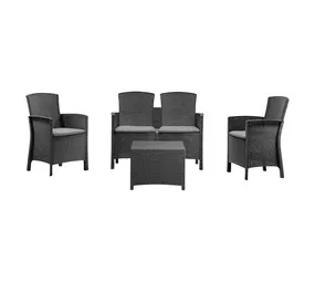 Econofurn Progarden 4 Piece Lido Rattan Balcony/Patio Set Graphite