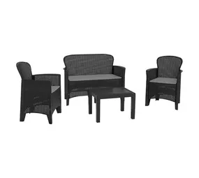 Econofurn 4 Piece Jungle Ratt Patio Set Anthracite