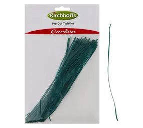 Kirchhoffs Pre Cut Twist Ties 100 Per Pack Green TD107