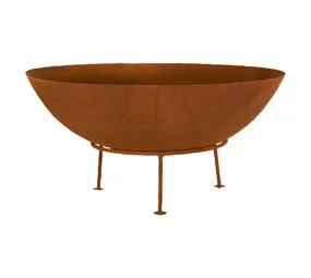 Storm Heavy Duty Fire Pit Rust – 780 mm Steel Bowl with Stand, Large Outdoor Wood Burning Fire Pit