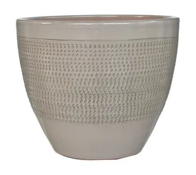FDB Egg Glazed Pot White Drip 250 mm