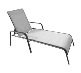 Design House Steel and Textilene Sun Lounger Adjustable 5-Position Backrest Grey