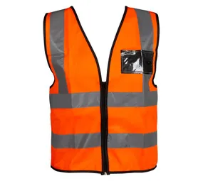 Pioneer Reflective Vest with Zip and ID Pouch Orange X Large