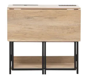 Everfurn Viron Folding Desk with 2 Prong Plugs Oak 1000 x 600 x 760 mm