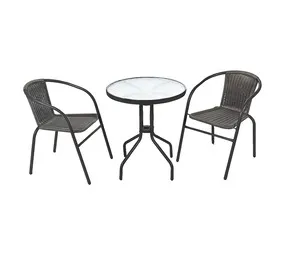 Design House 3-Piece Thunder Bistro Set: 2-Seater Outdoor Patio Furniture