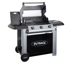 Outback 3 Burner Magnum Hybrid Gas and Charcoal Braai with MCS Black OUT370763