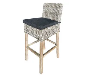Design House Goa Kubu Bar Chair with Cushion: Outdoor Woven Bar Stool