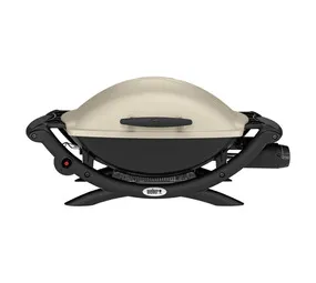 Weber Q2000 Gas Grill Cream White with Folding Side Tables