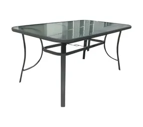 Design House Outdoor 6-Seater Table Steel and Glass Patio Table