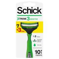 Schick Xtreme 3 Disposable Razor Men's Sensitive 7+3 Free