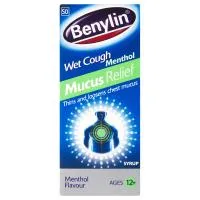 Benylin, Wet Cough Syrup, Mucus Relief, Menthol Flavor, 50ml