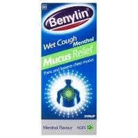 Benylin, Wet Cough Syrup, Mucus Relief, Menthol Flavor, 100ml