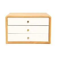 Cosmetic Organizer Bamboo 3 Drawer Matt White