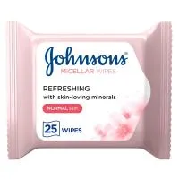 Johnson's Cleansing Face Micellar Wipes Refreshing Normal Skin Pack Of 25 Wipes