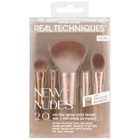Real Techniques New Nudes 2.0 On The Glow Mini Brush Kit And Mirrored Compact