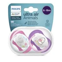 Soother Ortho 6-18 Months Girl Animal 2 Pack