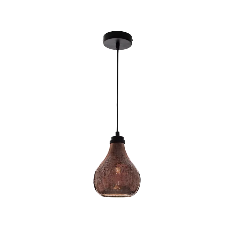 Bright Star Lighting - Single Metal Pendant with Crackle Glass - Rose