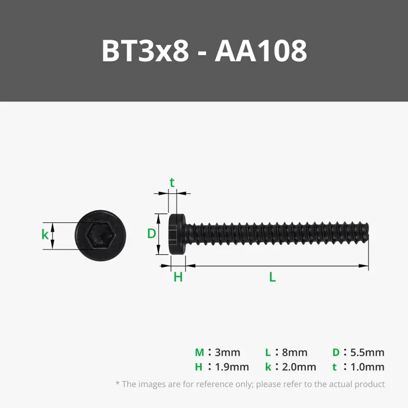 Bambu BT3x8 SHCS Self Tapping Screw Set AA108 - 20pc