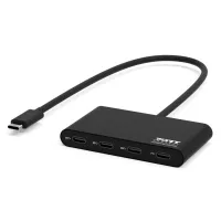 Port USB-C Hub, 3 x USB-C ports, 1 x USB-C with power delivery.