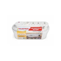 Dline Large Cable Tidy Box + 8‑Way Multiplug Combo White