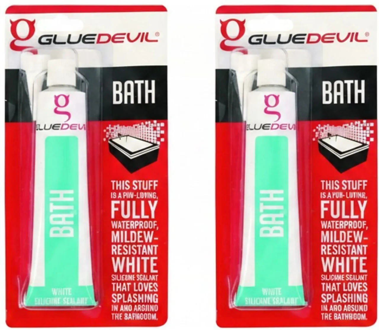 Glue Devil Silicone Sealant Waterproof Bathroom White 90ml 2 Pack Adhesive