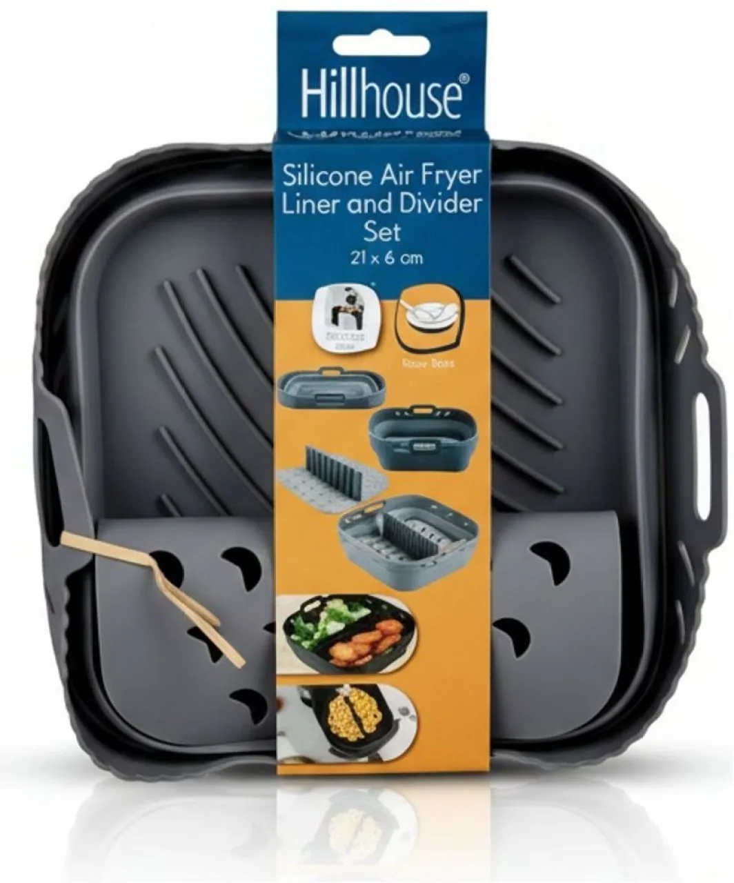 Hillhouse Reusable Silicone Air Fryer Liner and Divider 21x6 cm Airfryer Tray