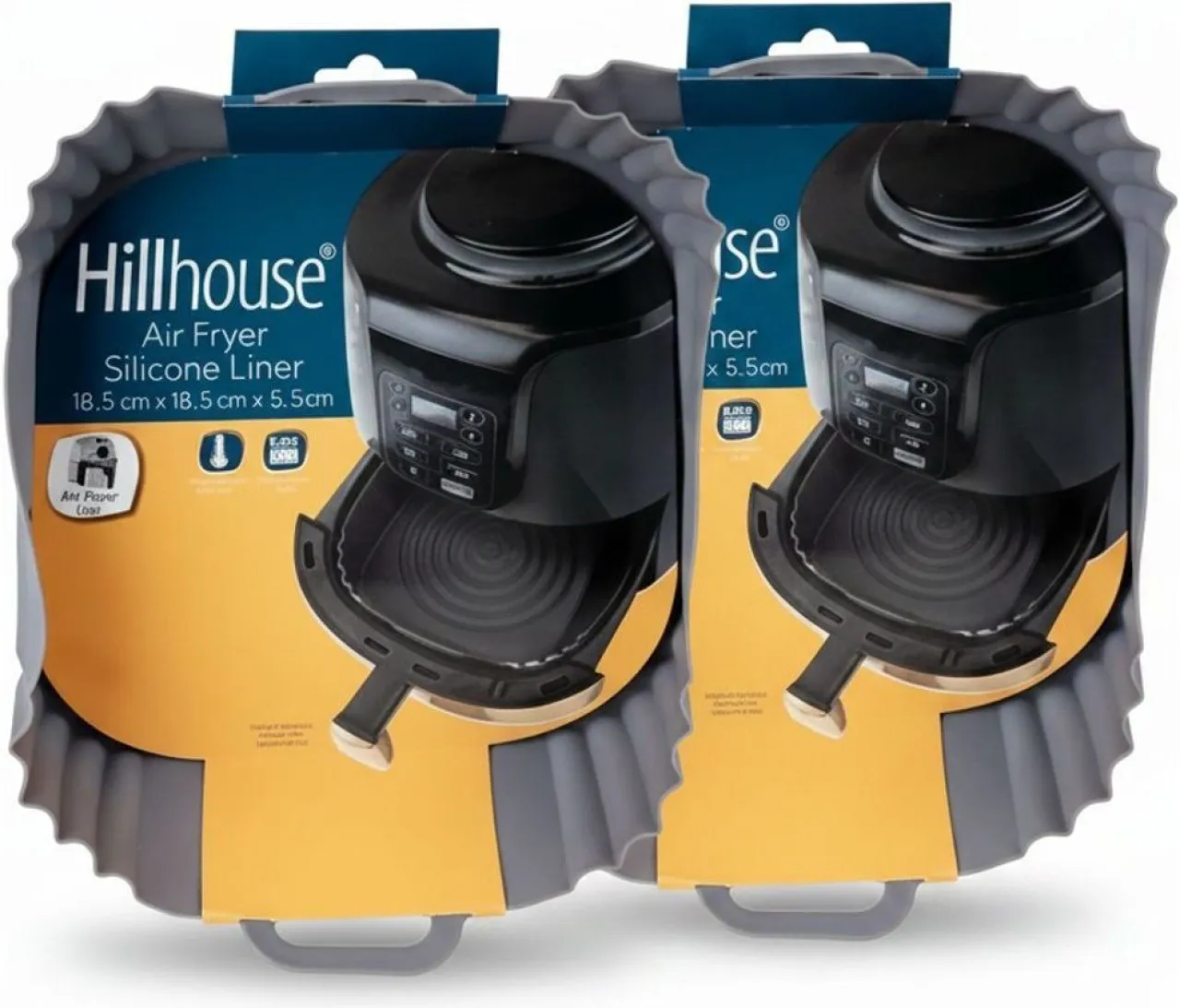Hillhouse 024-000179 Silicone Air Fryer Liner 18.5cm Non-Stick Reusable 2 Pack Airfryer Tray