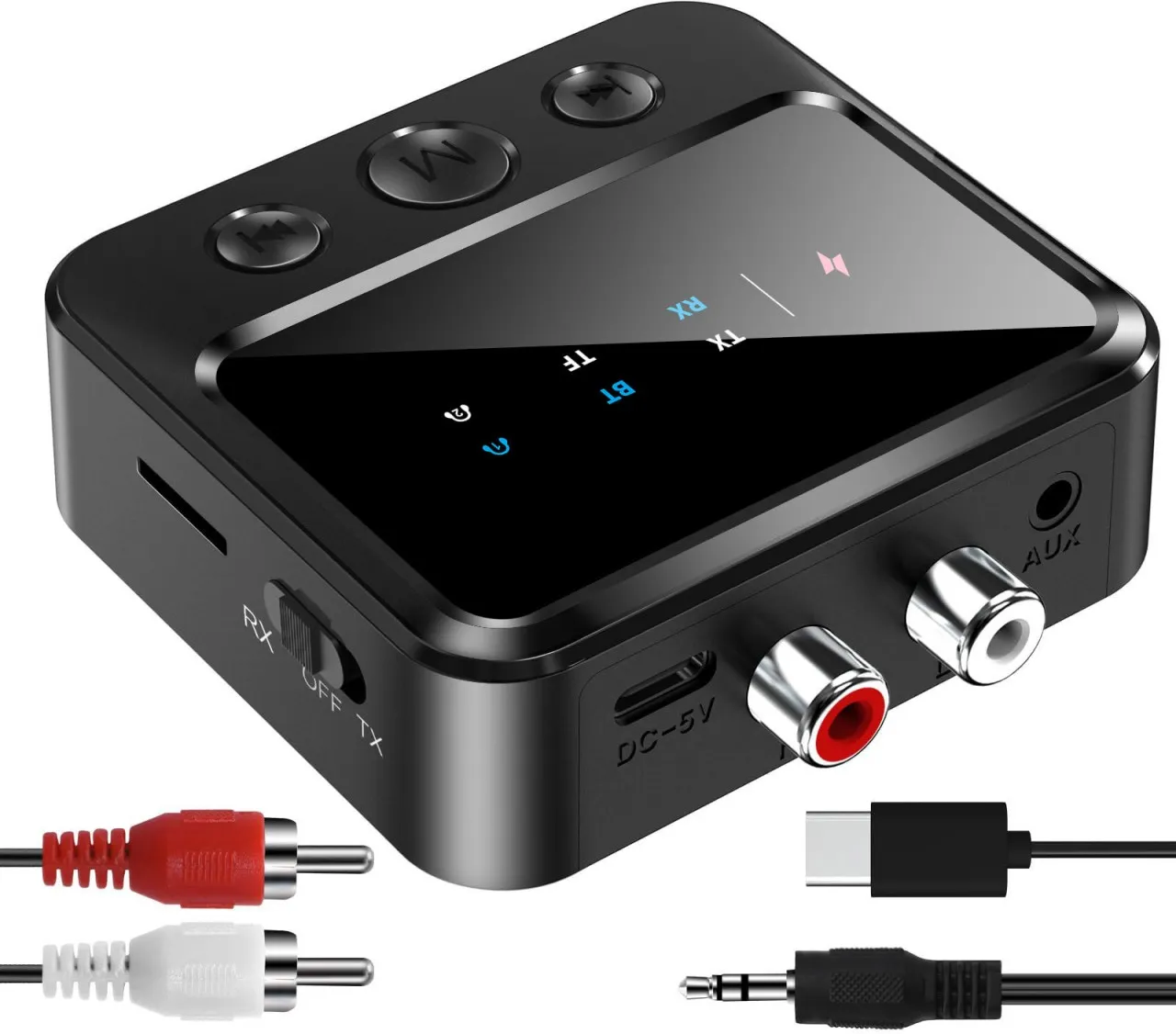 happyfun Bluetooth receiver Bluetooth audio transmitter and receiver two-in-one adapter 0 W AV Cont…