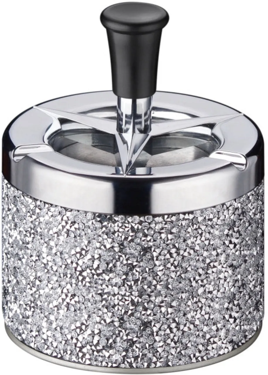 Solala Ashtray, trendy ashtray push-type rotating ashtray with diamonds, personalized simple cigare…